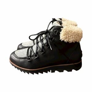 Sorel Women’s Back Leather Lace Up Boot Shearling Trim